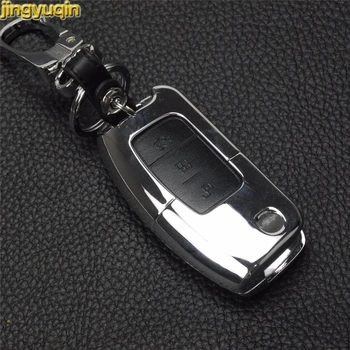 

Jingyuqin Zinc Alloy+Leather Car Key Case Cover With Buckle For Ford Focus Fiesta C Max Ka New Remote Key Case With Buckle