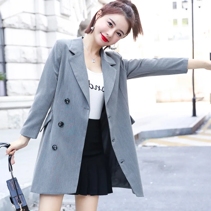 

Suit Jacket Women's Korean-style British-Style 2019 Online Celebrity Autumn Clothing New Style Slim Fit Mid-length Casual Suit J