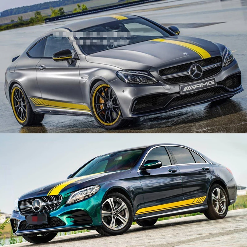 Для Mercedes Benz C63 жаккардовая новая C-class E-class S-class CL корпус AMG наклейка на боковую юбку
