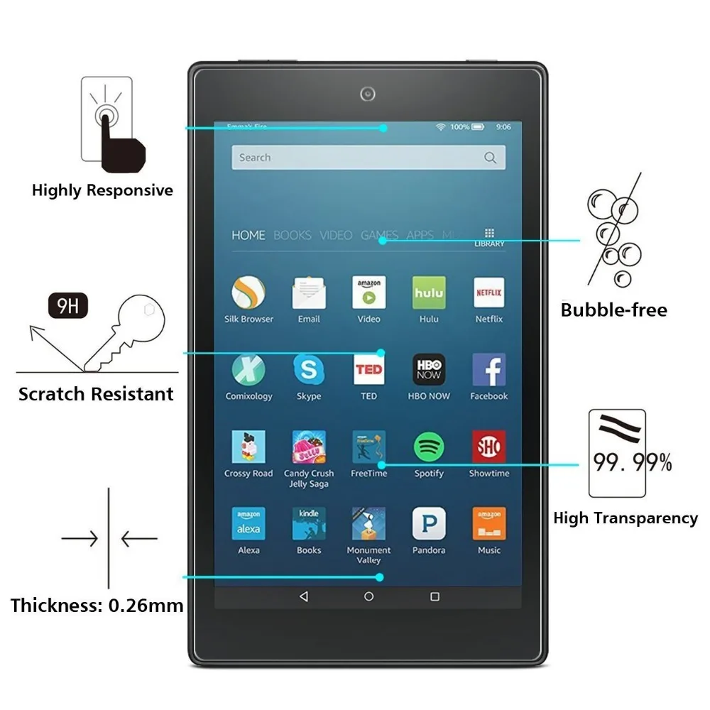 Защитный чехол для экрана для NewFire HD8 " 201z7 выпустило закаленное стекло 7-го поколения для все новые Amazon Fire HD 8