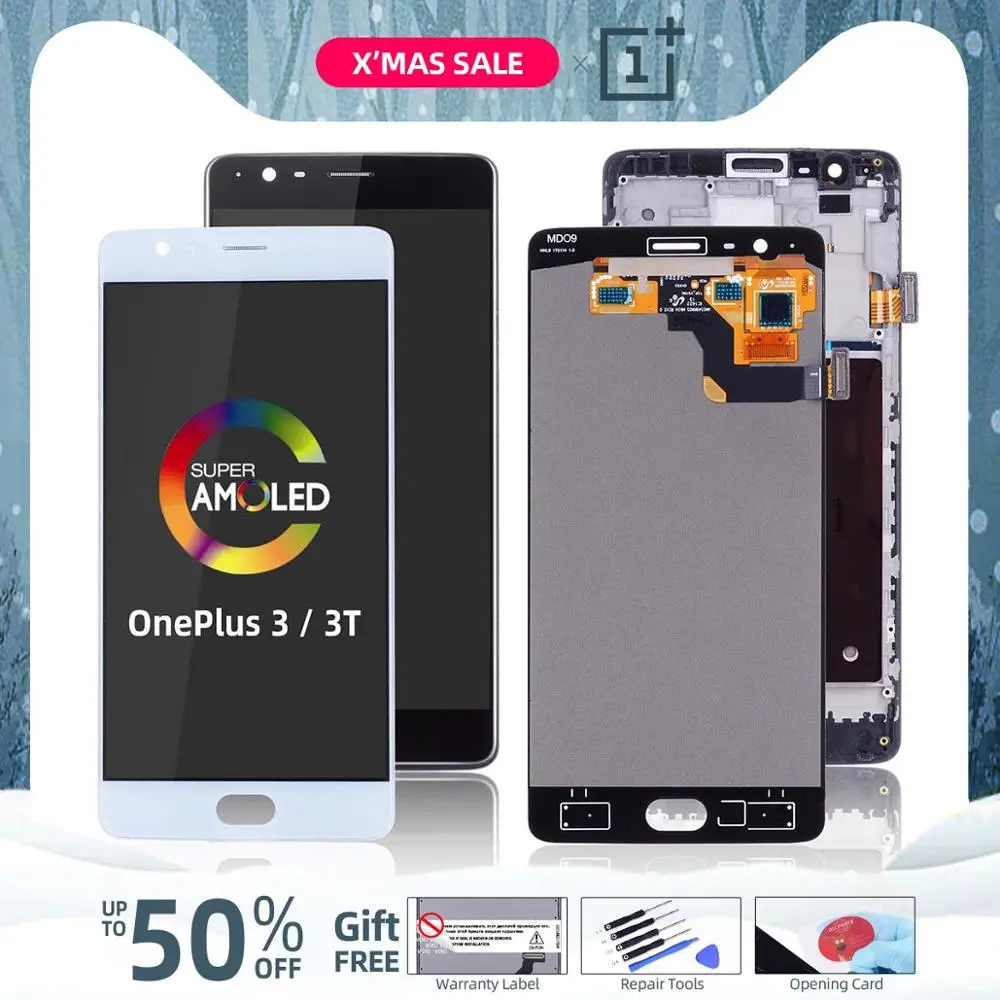 Tanie AMOLED ORG. WYŚWIETLACZ for OnePlus 3 One Plus 3T EKRAN LCD i Dotyk DIGITIZER ORYG z RAMKĄ CZARN niebieski A3000 a3003 1+