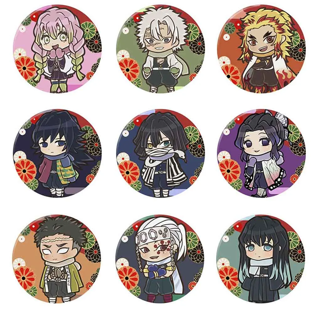 Demon Slayer: Kimetsu no Yaiba Anime Character Cartoon Round Tinplate Collect Backpacks Bags Button Badge Brooch Pin
