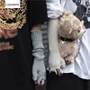 Black Gray Beige Tattered Punk Unisex Fingerless Cuff Knit Gloves Women Men Elbow Length Mittens Broken Cool Stretch Arm Warmer ► Photo 1/6