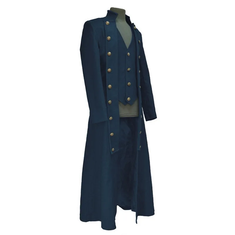 WENYUJH, осенняя мужская длинная куртка, пальто, винтажный костюм, пальто со шнуровкой сзади, наряд, средневековый стимпанк, ренессанс стиль, топы