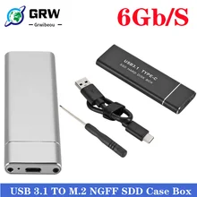USB 3.1 Type-C to M.2 NGFF SSD Mobile Hard Drive Disk Box 6Gbps External Enclosure Case for m2 SATA SSD USB 3.1 2260/2280