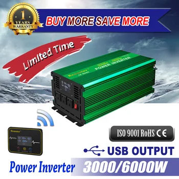 

3000/6000W wireless converter Modified Sine Wave Inverter 12V dc to 220V ac LCD with Remote Control Solar Inverter Display Car