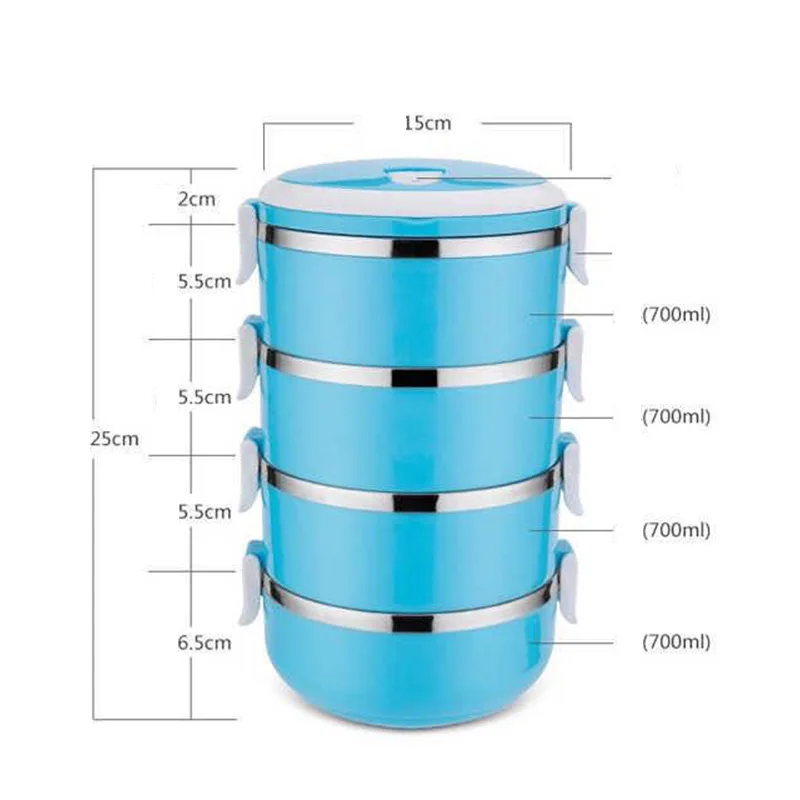 

2/4 Layer Insulated Bento Lunch Box Stainless Thermal Food Storage Container Holders 1400ml 2800ml