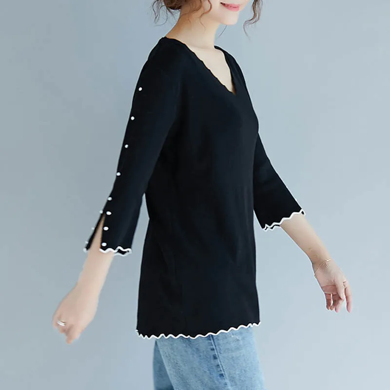 Spring autumn t shirt women 5XL 6XL 7XL 8XL plus size bust 122-132cm t shirt women black