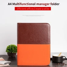 Папка для документов формата А4 из искусственной кожи с калькулятором на молнии для офиса и школы