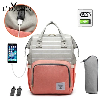

LEQUEEN Large Capacity Mummy Bag Maternity Nappy Bag Travel Backpack Nursing Bag For Baby Care Women's Fashion Waterproof