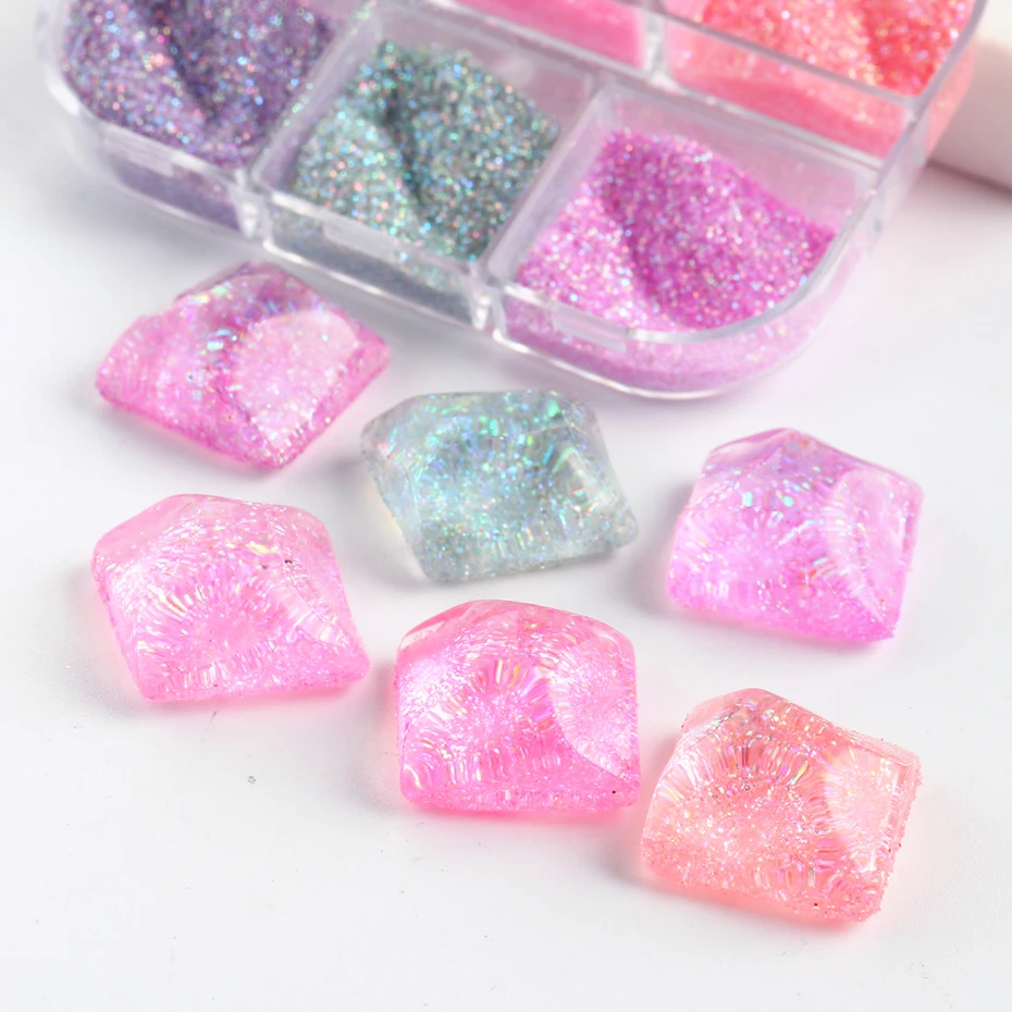 Pink Sugar Sand Nail Art Glitter Set Micro Rubbing Luminous Nail Powder Pigment For Manicure Sugar Effect Shimmer Dust LE1909-10