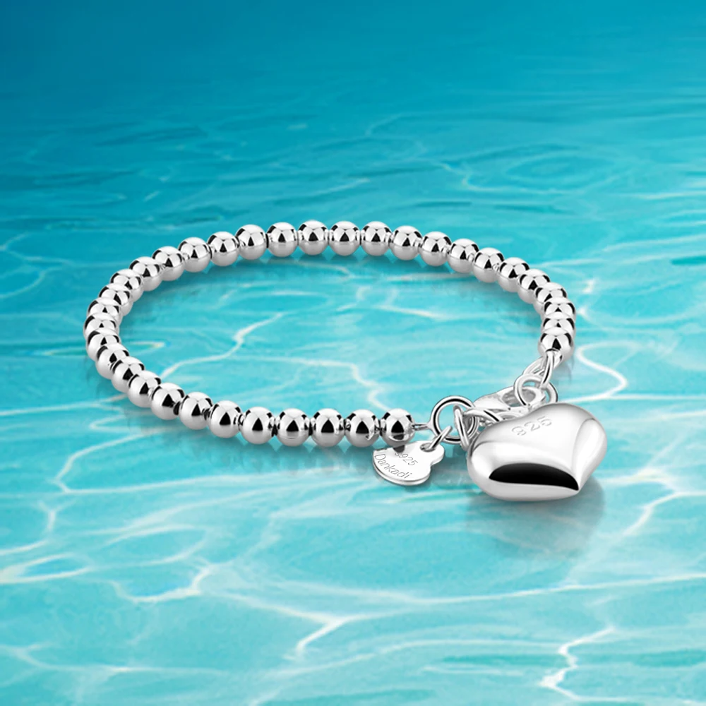 Модные браслеты из стерлингового серебра 925 пробы и с бусинами очаровательный