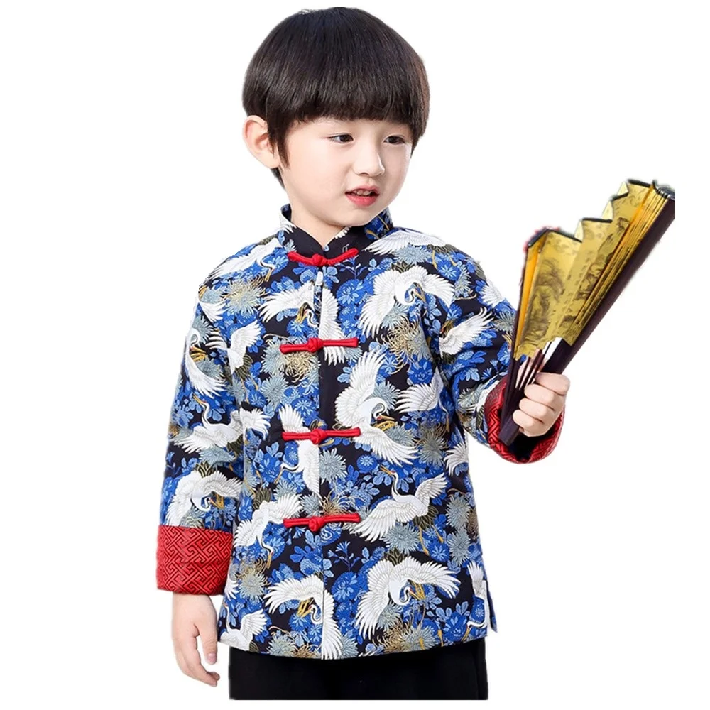 Hooyi Boys Chinese Traditional Costume Clothes Kids Quilted Coat Chinese Outfit Spring Festival Boys Outerwear