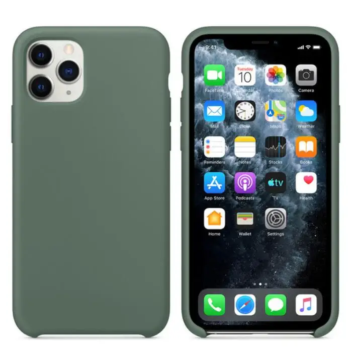 Pine Green Официальный силиконовый чехол для iphone Xs max XR X 7 8 6 6S Plus XS X роскошный чехол с логотипом для iphone 11 Pro Max задняя крышка - Цвет: Pine Green