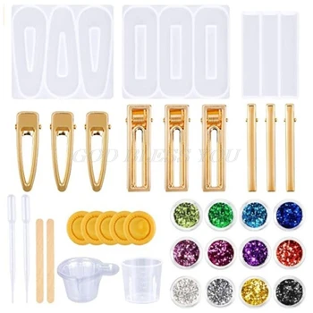

1 Set Crystal Epoxy Resin Mold Hair Pin Casting Silicone Mould DIY Crafts Jewelry Making Tools Drop Shipping