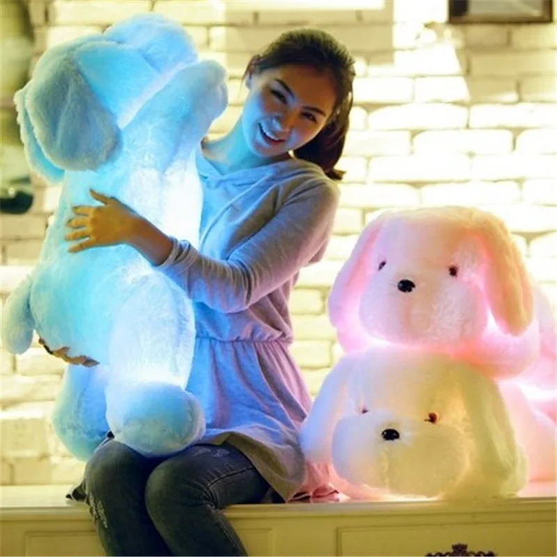 

Luminous dog kawaii plush doll Soft Stuffed LED Glowing Colorful dog children luminous toy Christmas pillows gifts for girls kid