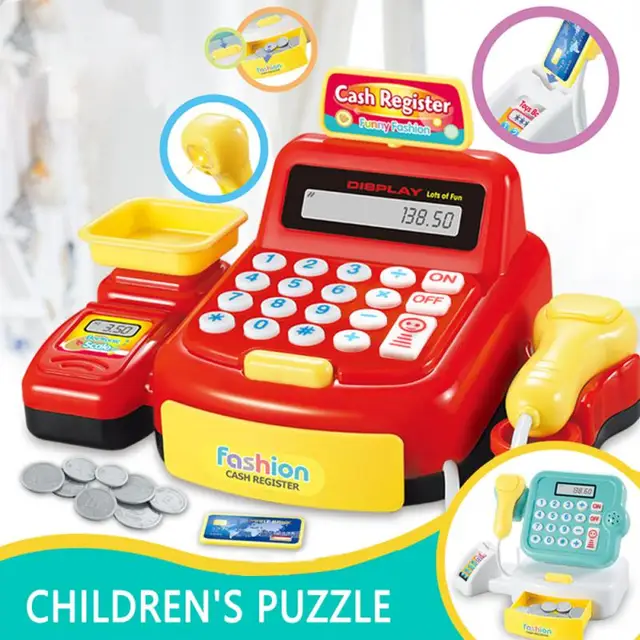 Children Puzzle Play House Toy Supermarket Cash Register Toy Electric Light Multifunctional Girl Parent-child Toy Birthday Gift 2