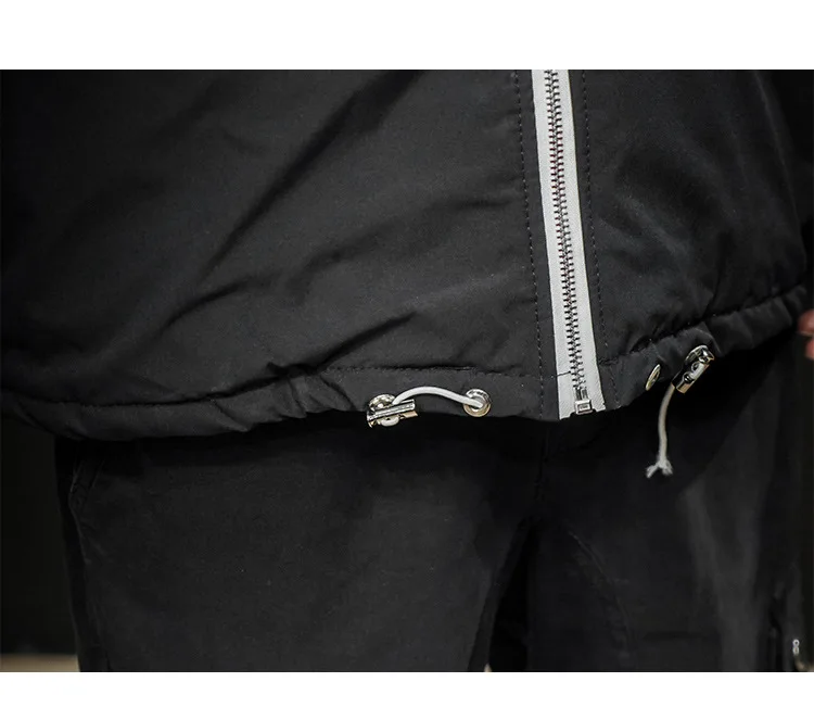Winter New Style Men Casual Cotton-padded Jacket Trend Versitile Fashion Contrast Color Stripes Printed Stand Collar Cotton