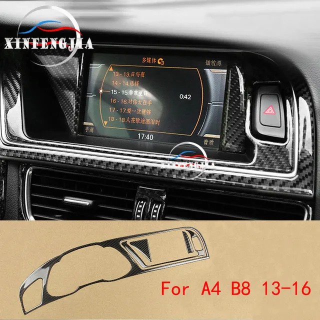 Carbon Fiber GPS Navigator Panel Inner Trim Cover Fit For Audi A4 B8 2009-2016