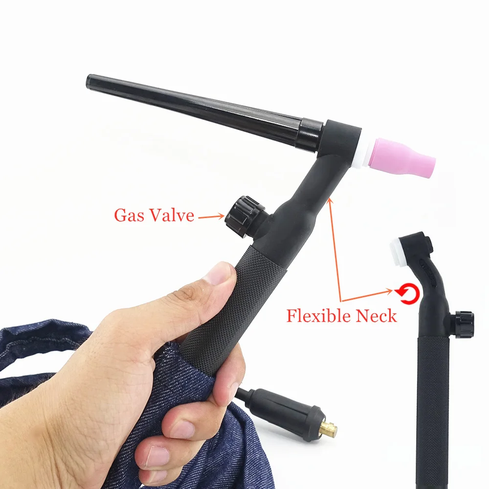 WP9FV TIG Welding Torch 4m 13ft Gas Tungsten Arc Air Cooled Flexible Neck Gas Valve