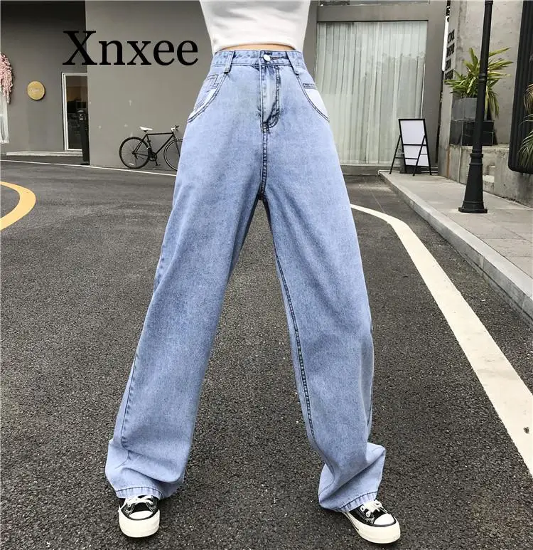 

Vintage Wide Leg Woman Jeans for Women Mom High Waisted Jeans Blue Casual Long Trousers Korean Streetwear Denim Pants Summer