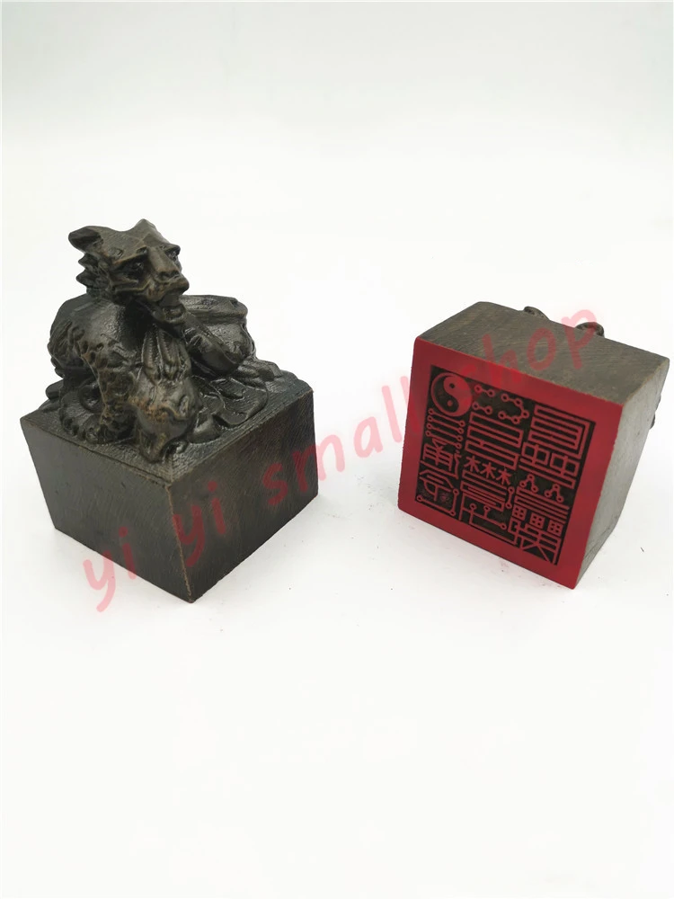 

Taoist seal, ebony, carving, dragon head seal, customs clearance seal, Panlong, Taoist articles, Taoist magic tools