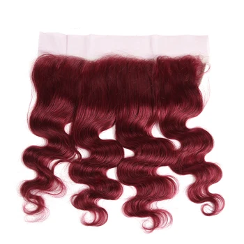 99J/Burgundy Human Hair Bundles With Frontal X-TRESS Brazilian Non-remy Body Wave Human Bundle Hair Weaves With Lace Frontal 4