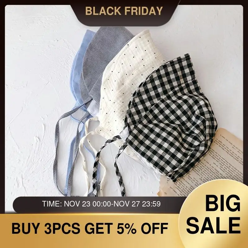

Baby Hat Cotton Linen Toddler Cap Cute Dot Plaid Baby Cap Girl Boys Sun Hat For 0-24M Spring Summer Baby Accessories Newborn