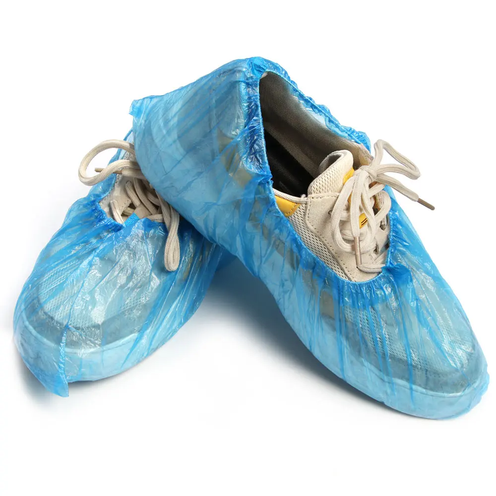 blue plastic overshoes