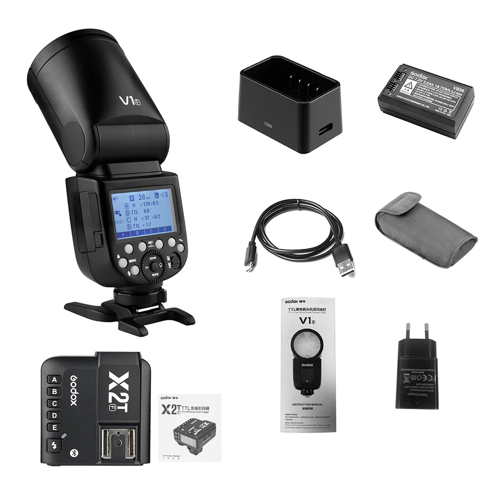Godox V1F Камера Вспышка Speedlite для студийной свадебной X2T-F ttl Беспроводной триггер для вспышки для цифровой фотокамеры Fuji Fujifilm X-Pro2 X-T2 X-T1 Камера s