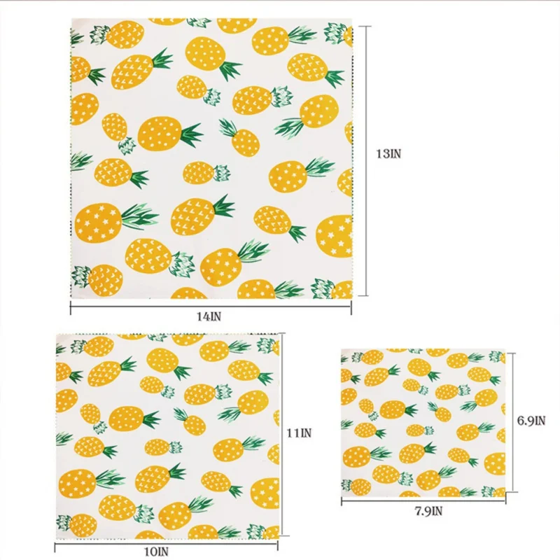 Органический хлопок пчелиный воск свежая ткань ананас узор свежая ткань набор многоразовые бытовые пчелиный воск свежая ткань для еды
