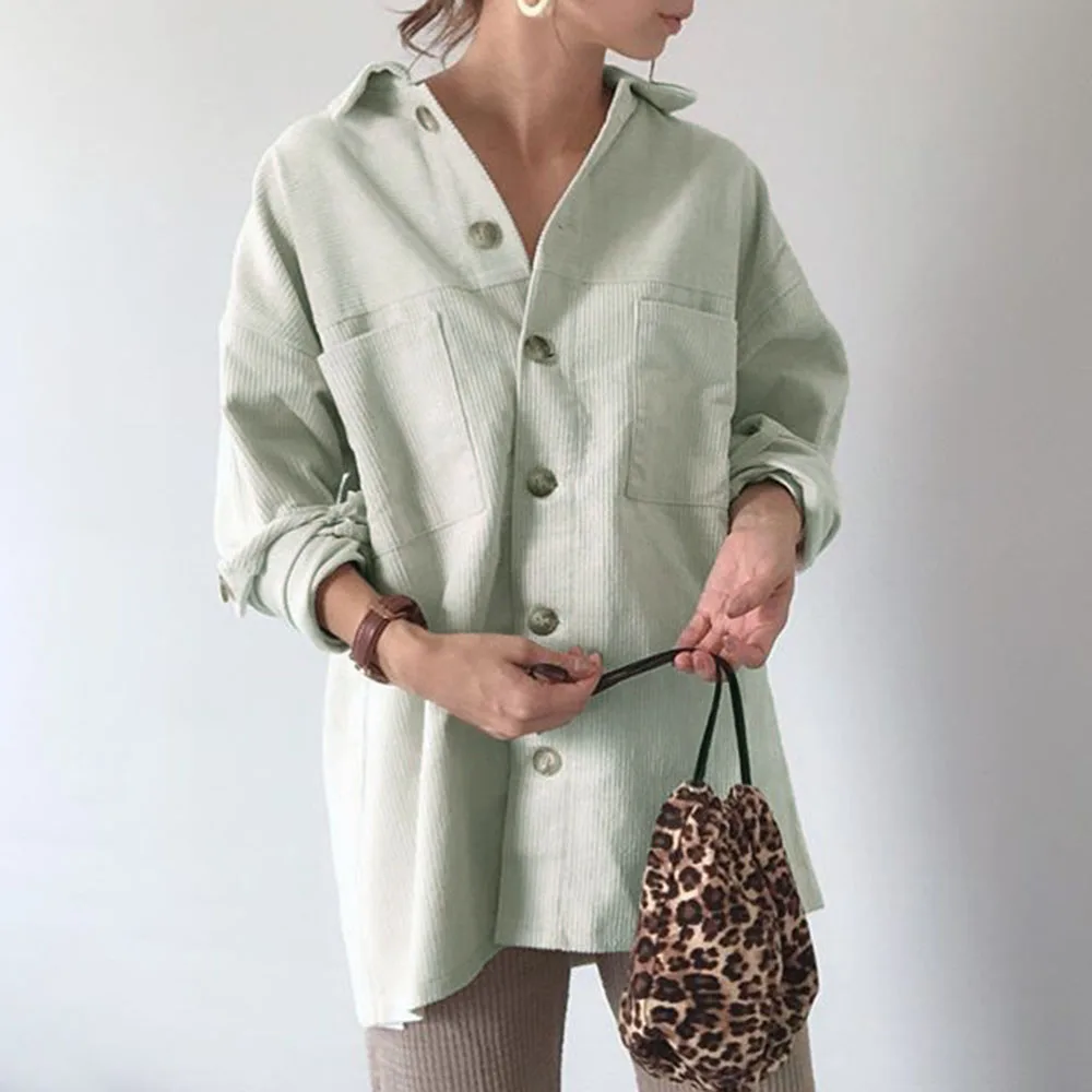 Casual Trench Coat Women Autumn Long Sleeve Solid Button Outwear Korean Loose Office Lady Japanese Elegant Windbreaker - Цвет: Армейский зеленый