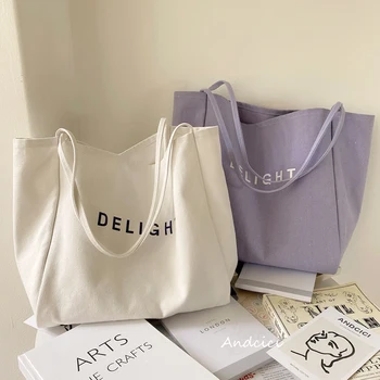 

Casual Thickened Canvas Bag Women Largre Capacity Single Shoulder Portable Shopping Bag Female Fashion Cloth Bags Handbags