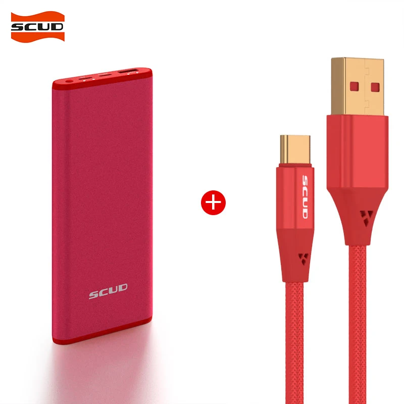 SCUD 10000 мАч power Bank PD Quick Charge type-C порты портативный внешний аккумулятор + 0 3 M datacable redmi