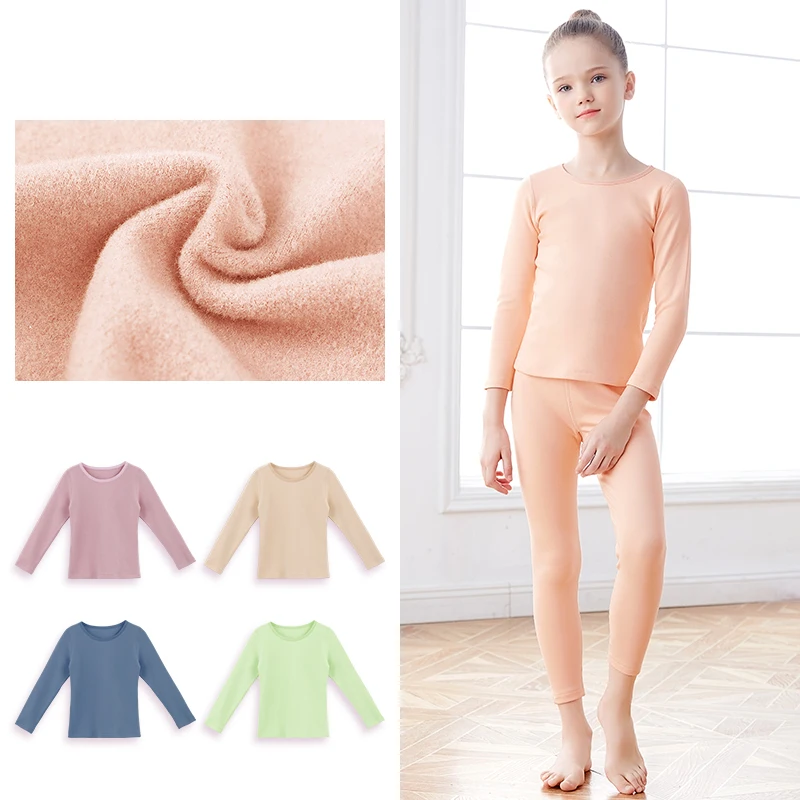 Tracksuit Girls High Technology Thermal Underwear Sets Plus Velvet Thicken Warm Self-heating Undewear Tracksuit Sets thermal underwear set