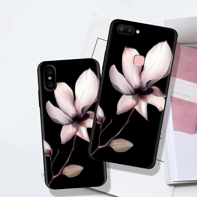 Для huawei Y6 Y6 Prime чехол для huawei Y9 чехол Honor 7A Pro Чехол 5,7 5,45 дюймов розовые цветы черный чехол для телефона - Цвет: 08