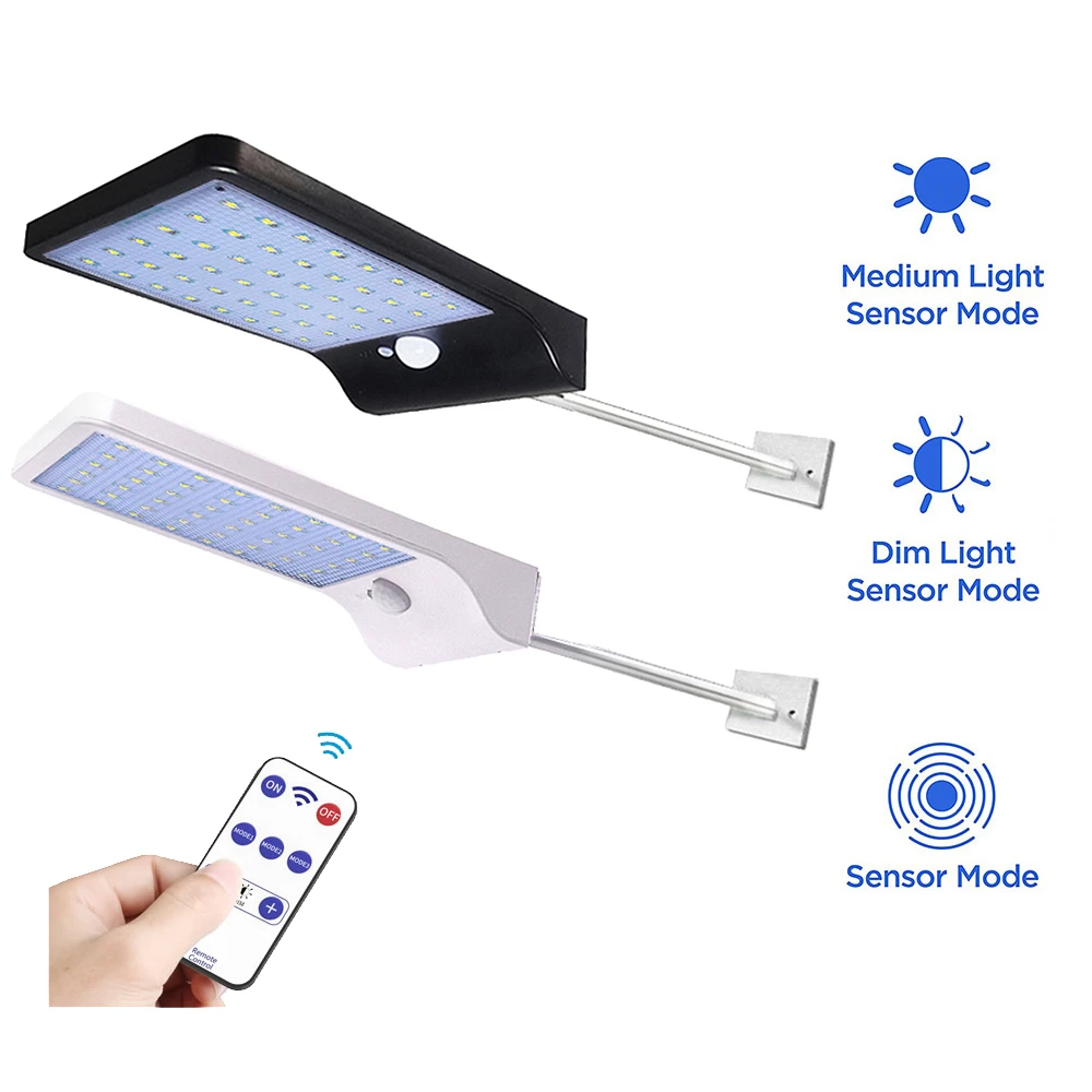 

48 leds Solar Panel Powered LED PIR Motion Sensor Lamp Night Light Waterproof Outdoor Garden Wall Street Security Lights remote