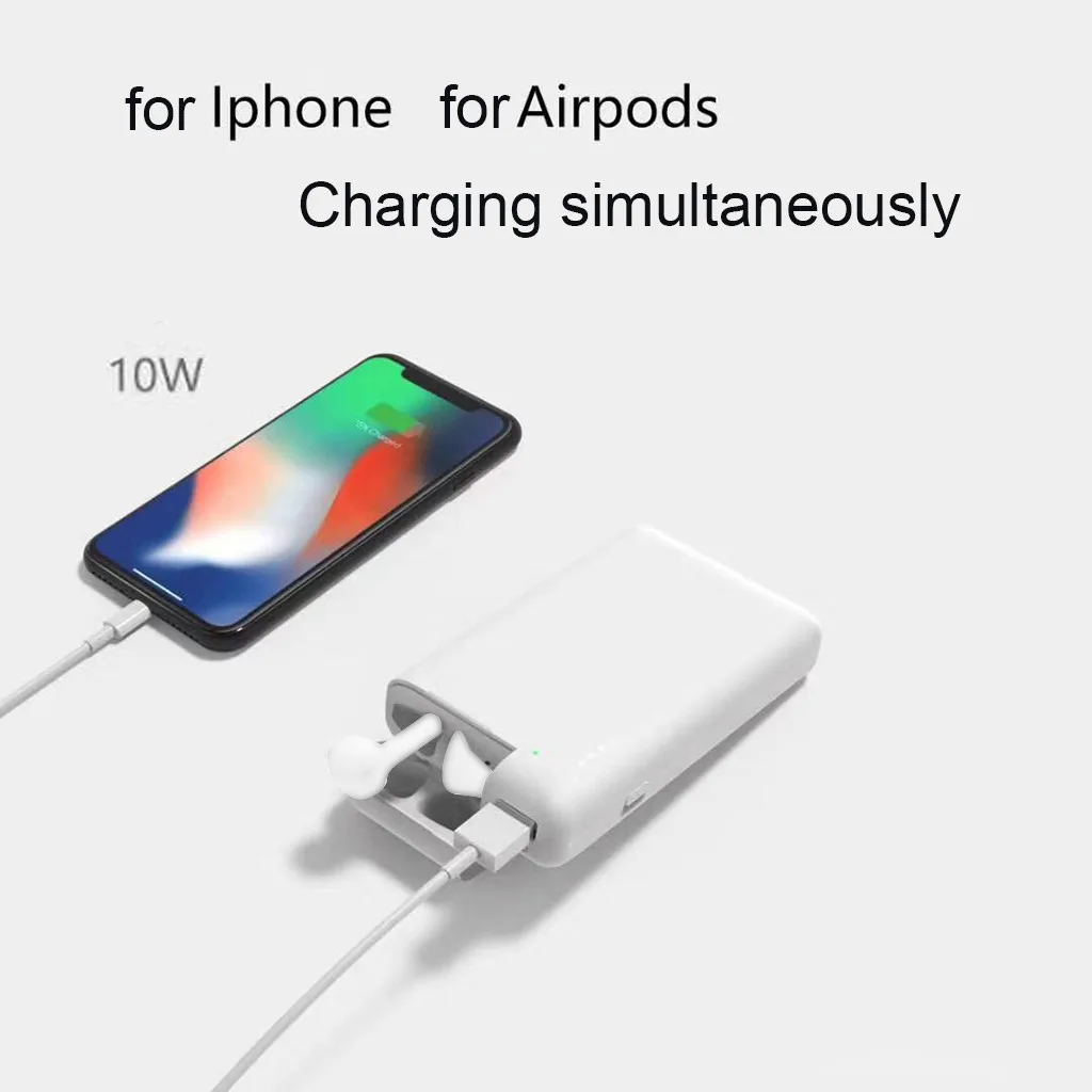 2-в-1 Портативный airpods наушники для мобильных телефонов Резервное копирование Внешняя Батарея Мощность банк Зарядное устройство Креативный дизайн