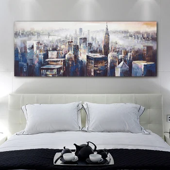 

RELIABLI ART City Abstract Canvas Painting Wall Art Pictures For Living Room Bedroom Bedside Modern Decorative Painting NO FRAME
