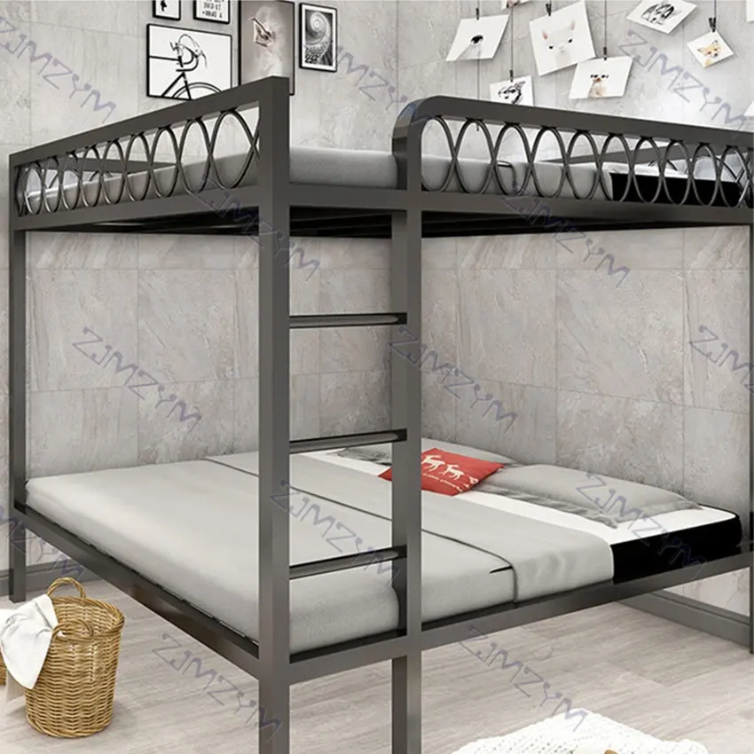 120/150CM Bunk Bed Double Dormitory Loft Adult Multifunctional Home Bedroom Teenage High Nap Bed Twin Iron Frame with Ladder