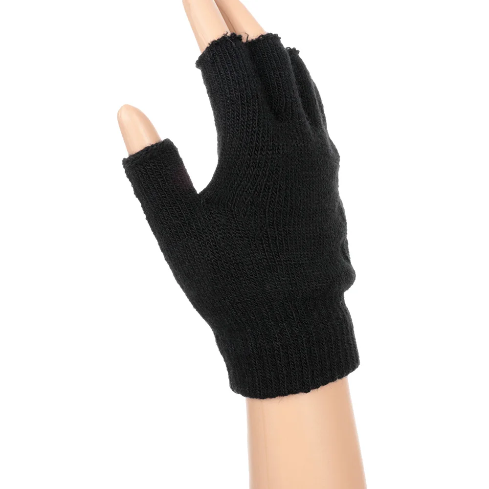 Cycling Gloves Men Knitted Fingerless Gloves Autumn Winter Outdoor Stretch Elastic Warm Half Finger Gloves