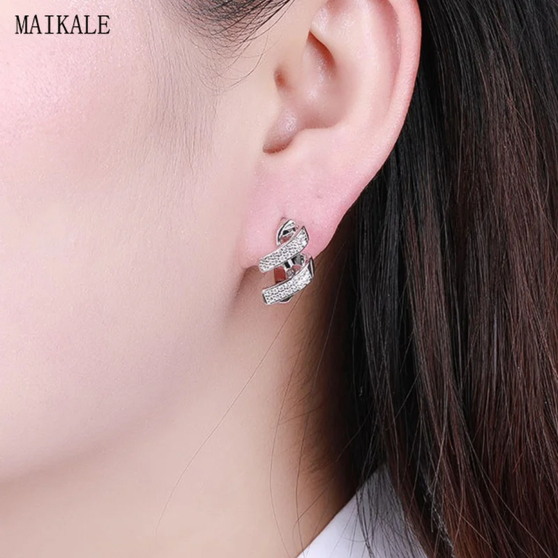 MAIKALE, трендовые серьги-гвоздики для женщин, кубический цирконий, циркон, нерегулярные металлические клипсы, серьги, новые модные ювелирные изделия, Brincos Bijoux
