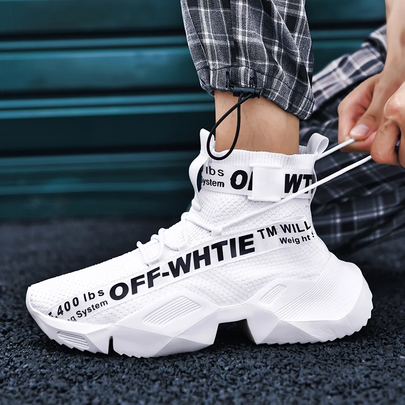 NIKEZI/высокие, большие размеры 39-47, противоскользящие, модные, уличные, на высоком каблуке, мужские, студенческие, прогулочные, для отдыха, обувь носок с отверстием, кроссовки