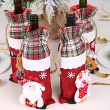 Рождество год красные чехлы для винных бутылок сумка Санта Клаус Снеговик Чехлы для бутылки шампанского Рождественская вечеринка домашний декор стол