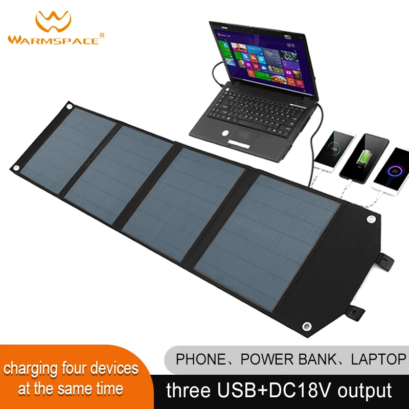 WARMSPACE 60 Вт/DC 18 В/USB 5 В складная солнечная панель водонепроницаемый портативный солнечный зарядное устройство для телефона power bank ноутбука планшета ПК