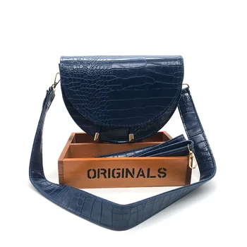 

Fashion Saddle Bag Animal Print Alligator Leather Bag Round Handbag Women Vintage Half Moon Bags New Ins 2020