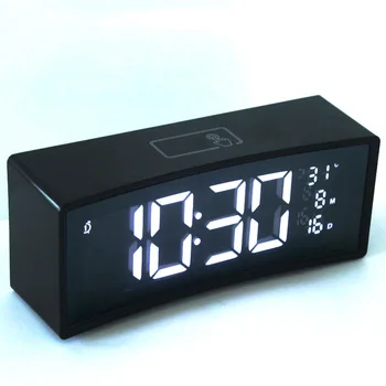 

Multi-function 8-inch Curved LED Touch Screen Clock Night Light Temperature Humidity Square USB Head Electronic Alarm Clock