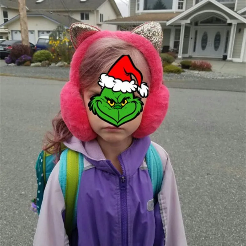 Складные наушники с кошачьими ушками для женщин и девушек, меховые Плюшевые ушные теплые наушники, повязка на голову с блестками, Мультяшные 3D наушники, аксессуары для одежды