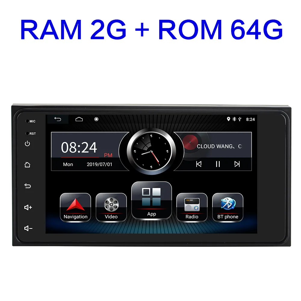 2 din android 9,0 для Nissan Toyata 200*100 мм VIOS CROWN CAMRY HIACE PREVIA COROLLA RAV4 стерео радио мультимедиа плеер - Цвет: A-2G-64G