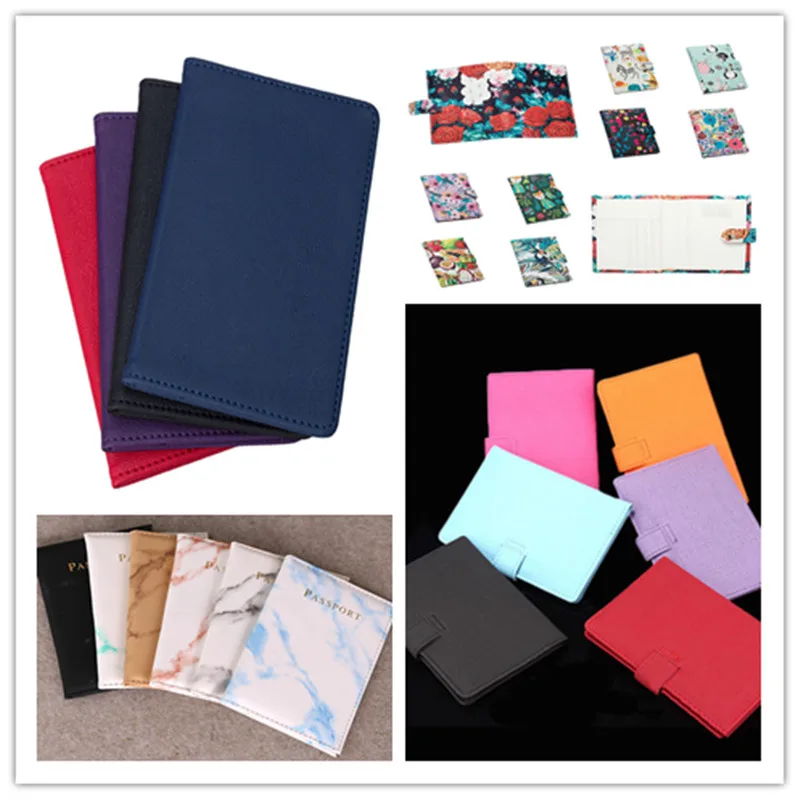 

New Women's Multiple Color Passport Clip Buckle Passport Durable Ticket Holder Multi-card Floral Cartoon Solid Color Bags
